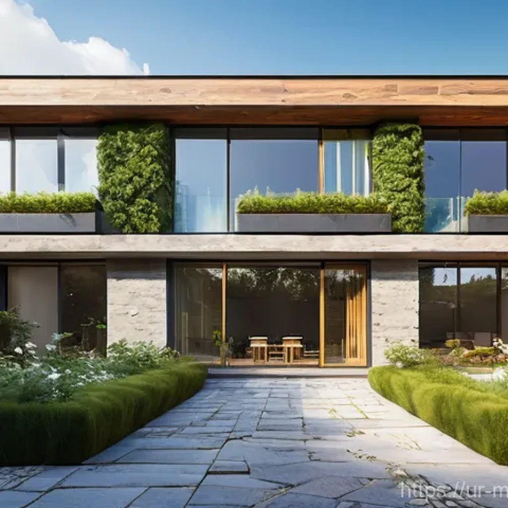 현대건축물 친환경 설계 - **Prompt:** A modern Pakistani residential building exterior, showcasing harmonious integration with...