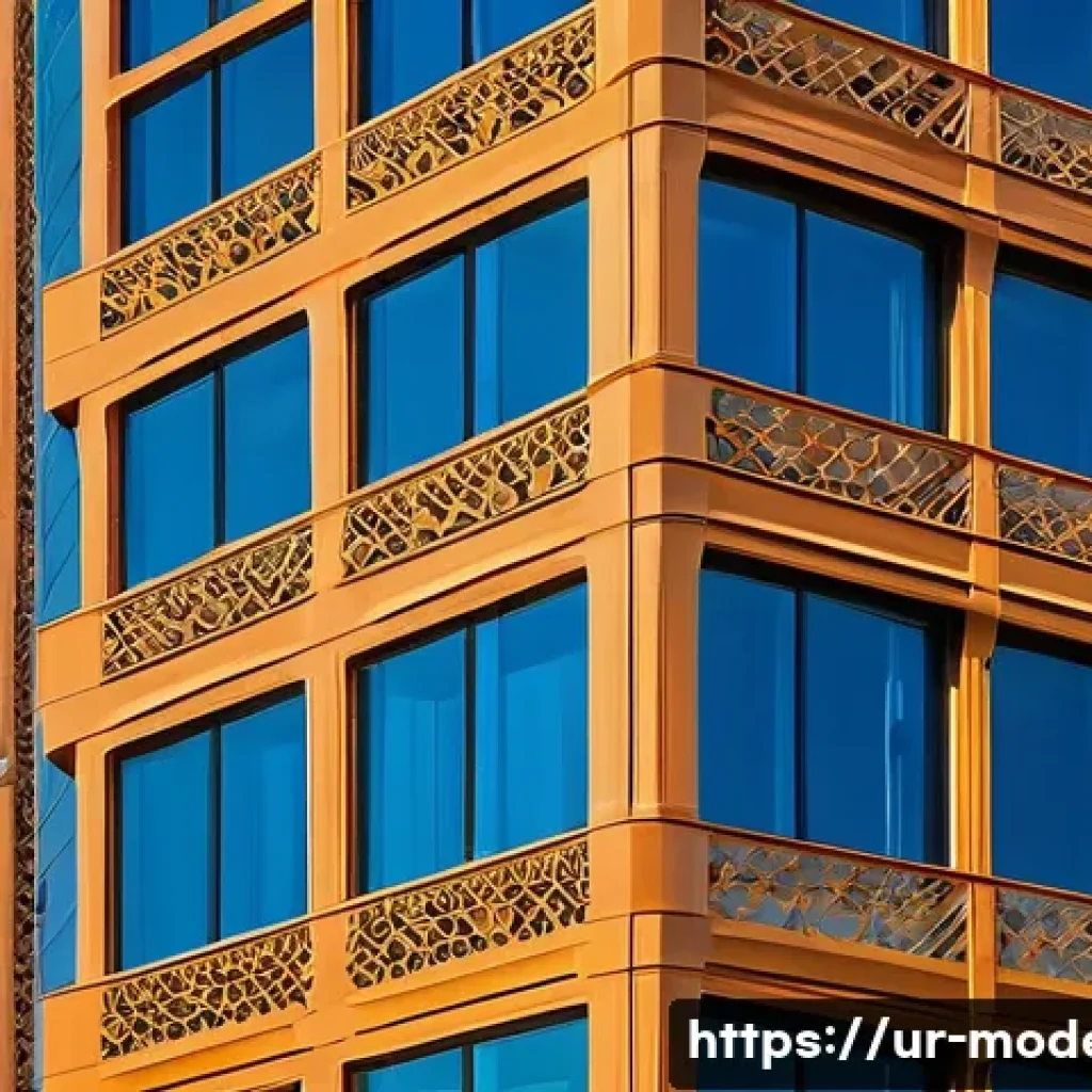 현대건축물 미술관 건축 트렌드 - **Modern Cityscape with Cultural Echoes:**
    An awe-inspiring, high-angle exterior shot of a conte...