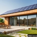 Home 21 현대건축물 제로에너지 빌딩 - A modern zero energy building in an urban Pakistani setting during daylight, featuring large solar p...