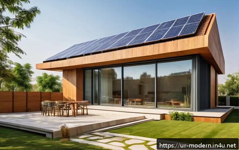 현대건축물 제로에너지 빌딩 - A modern zero energy building in an urban Pakistani setting during daylight, featuring large solar p...