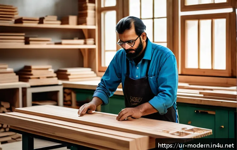 현대건축물 목조 건축 현대화 - A modern woodworking workshop in Pakistan featuring a skilled craftsman operating a CNC machine cutt...